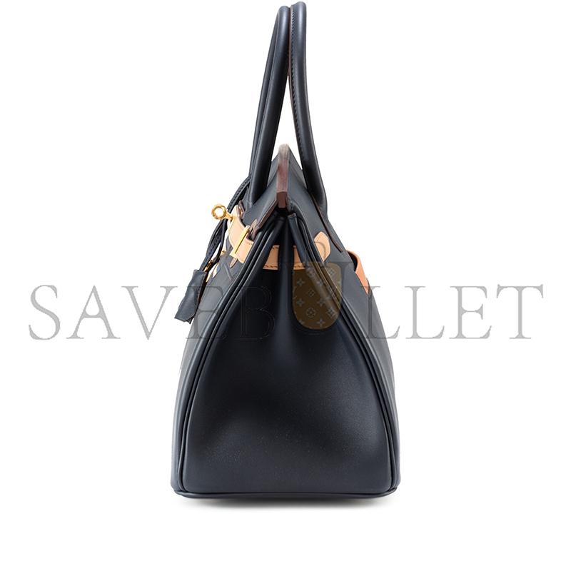 HERMÈS MASTER COLORMATIC BIRKIN 30 CABAN, BLACK AND CHAI SWIFT GOLD HARDWARE (30*22*16cm)